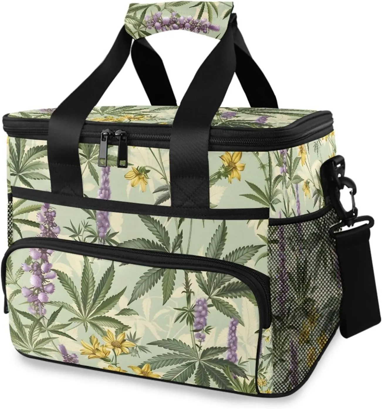 Wisteria Flower Sunflower Retro Tropical Cooler Bag Insulated Cooler Soft Sided Cooler 24 Can Portable Picnic Bag Large Leakproof Lunch Bag Box for Beach Grocery Camping Travel Car Men Women