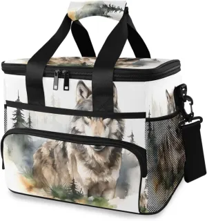 Wolf Head Wolves Froest Cooler Bag Insulated Cooler Soft Sided Cooler 24 Can Portable Picnic Bag Large Leakproof Lunch Bag Box for Beach Grocery Camping Travel Car Men Women