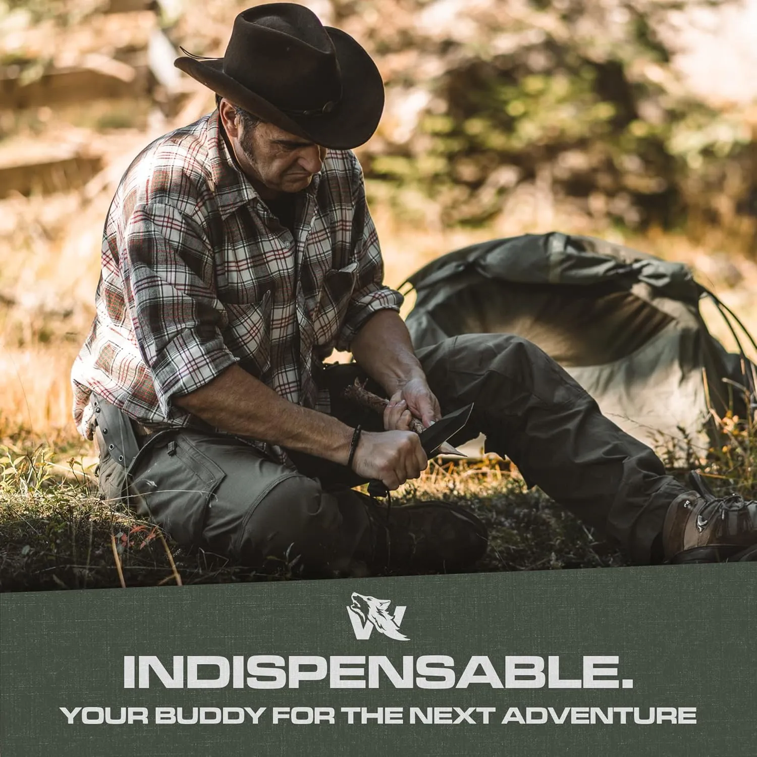 WOLF-I Full Tang Survival Knife with Sheath - Stylish Tactical Fixed Blade - Made of 440C Steel - Bushcraft and Camping Knife Survival - Perfect EDC Outdoor Knife with TPE Handle