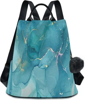 Women Backpack Purse Blue Marble Abstract Fluid Art Backpack for Women Anti-theft Shoulder Bag Carry On Backpack Lightweight Rucksack Fashion Travel Ladies Bags