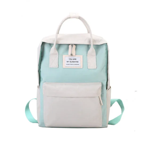 Women Canvas Backpacks Candy Color Waterproof