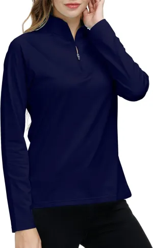Womens 1/4 Zip Golf Shirt Long Sleeve Lightweight Golf Pullover Outdoor Athletic Tennis Polo Shirts