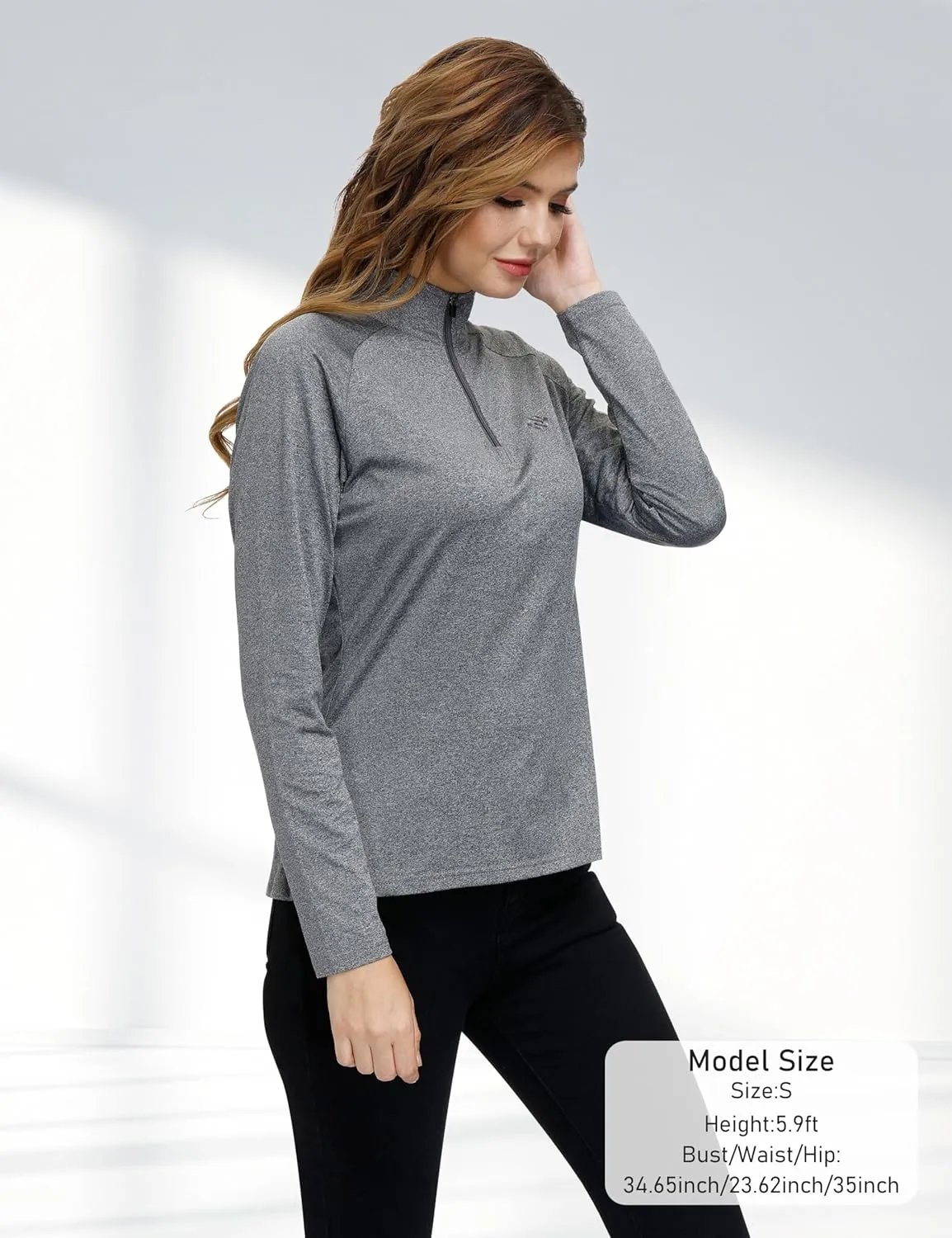 Womens 1/4 Zip Golf Shirt Long Sleeve Lightweight Golf Pullover Outdoor Athletic Tennis Polo Shirts