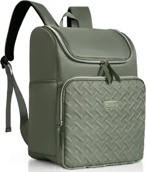 Women's Insulated Lunch Backpack for 15.6" Computer, Soft Backpack Coolers Leakproof Travel Cooler Bag Waterproof Lunch Picnic Beach Work Trip Thermal Bag Drink Beverage Beer (Sage Green)