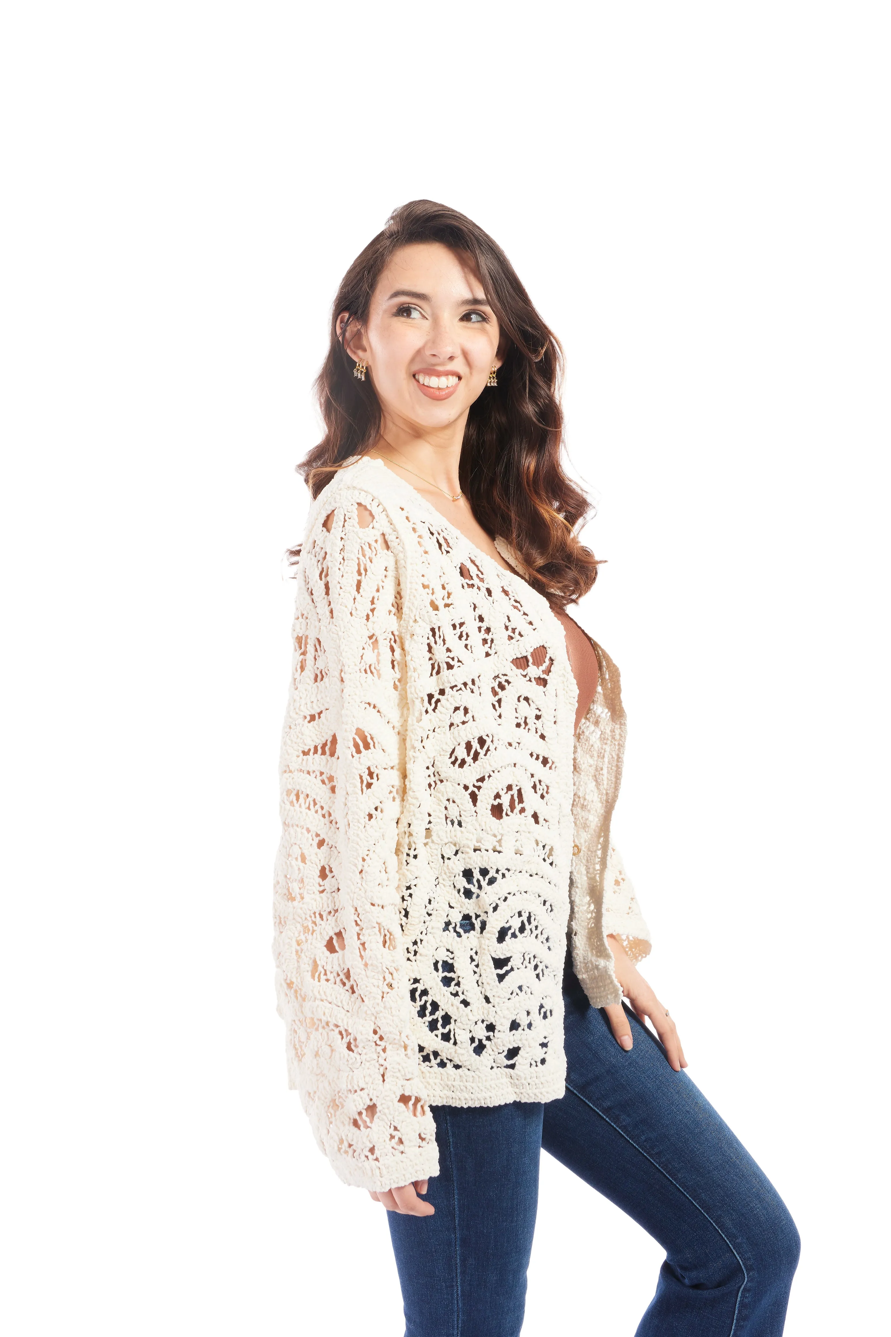 Women's Lightweight Boho Open Knit Cardigan
