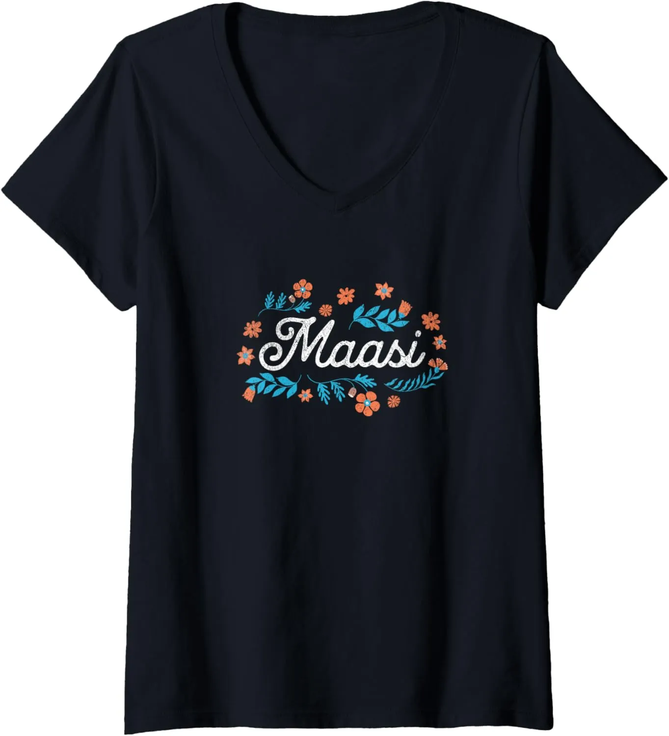 Womens Maasi Like a Regular Mom But Cooler Cute Aunty Design V-Neck T-Shirt