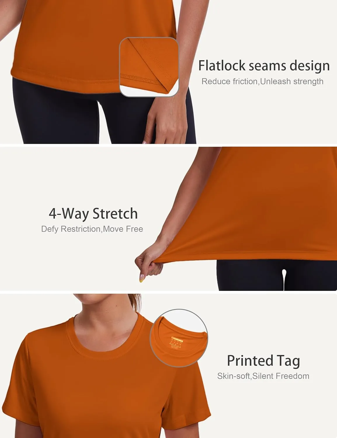 Women's Short Sleeve T-Shirts UPF 50  Sun Protection Workout Tops Athletic Running Gym Rash Guard Shirts
