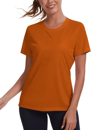 Women's Short Sleeve T-Shirts UPF 50  Sun Protection Workout Tops Athletic Running Gym Rash Guard Shirts