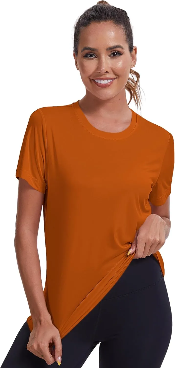 Women's Short Sleeve T-Shirts UPF 50  Sun Protection Workout Tops Athletic Running Gym Rash Guard Shirts