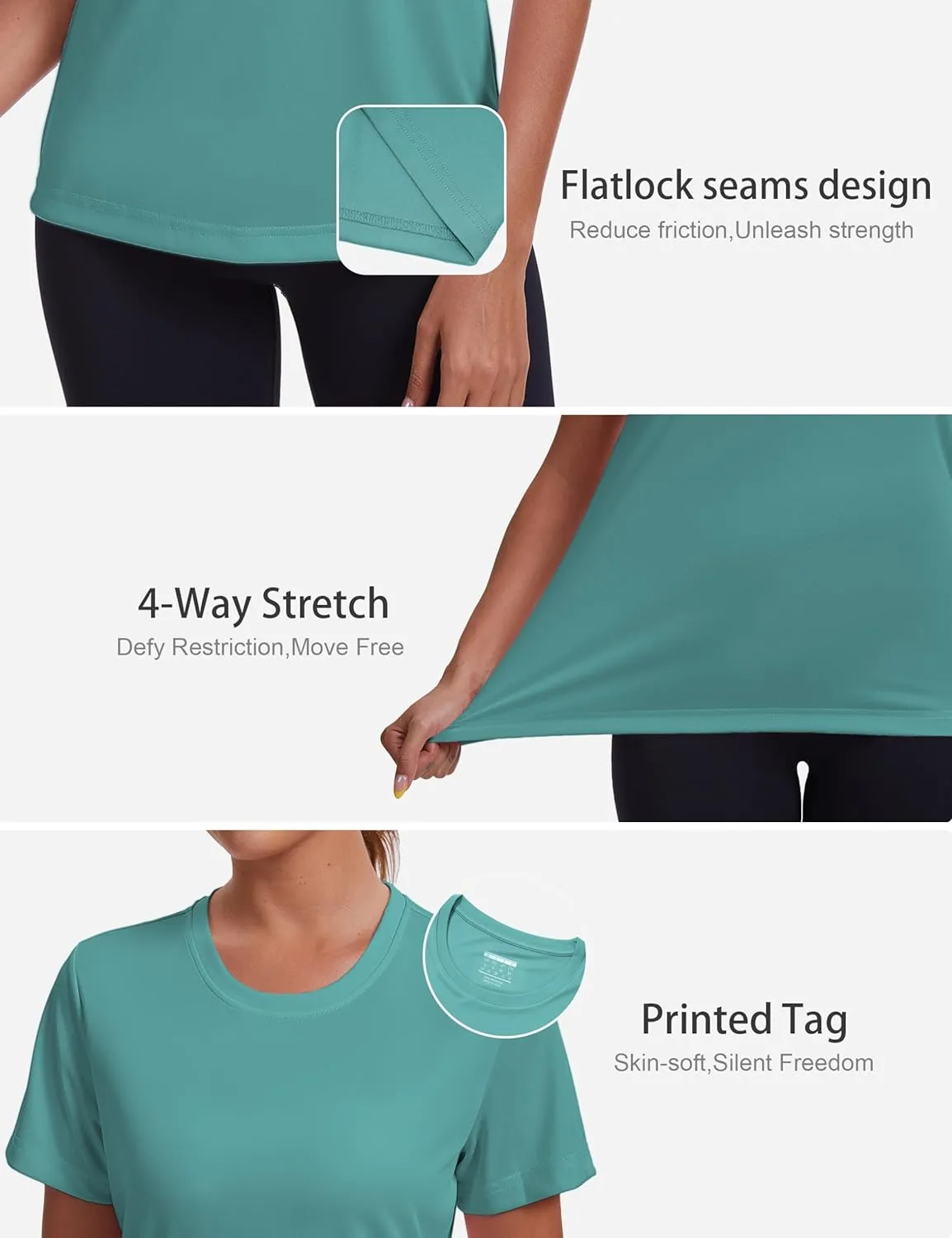 Women's Short Sleeve T-Shirts UPF 50  Sun Protection Workout Tops Athletic Running Gym Rash Guard Shirts