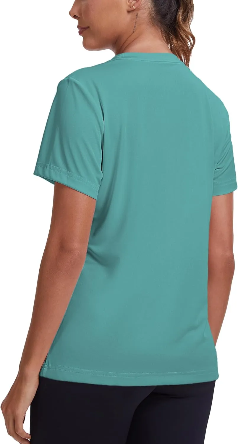 Women's Short Sleeve T-Shirts UPF 50  Sun Protection Workout Tops Athletic Running Gym Rash Guard Shirts