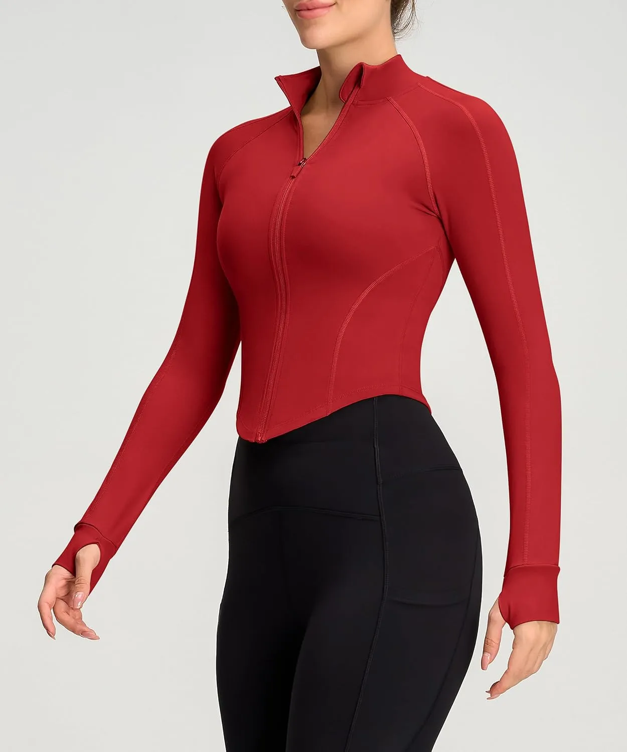 Womens Zip Up Bbl Jacket Lightweight Cropped Athletic Jacket Track Gym Workout Jackets for Running Yoga Hiking