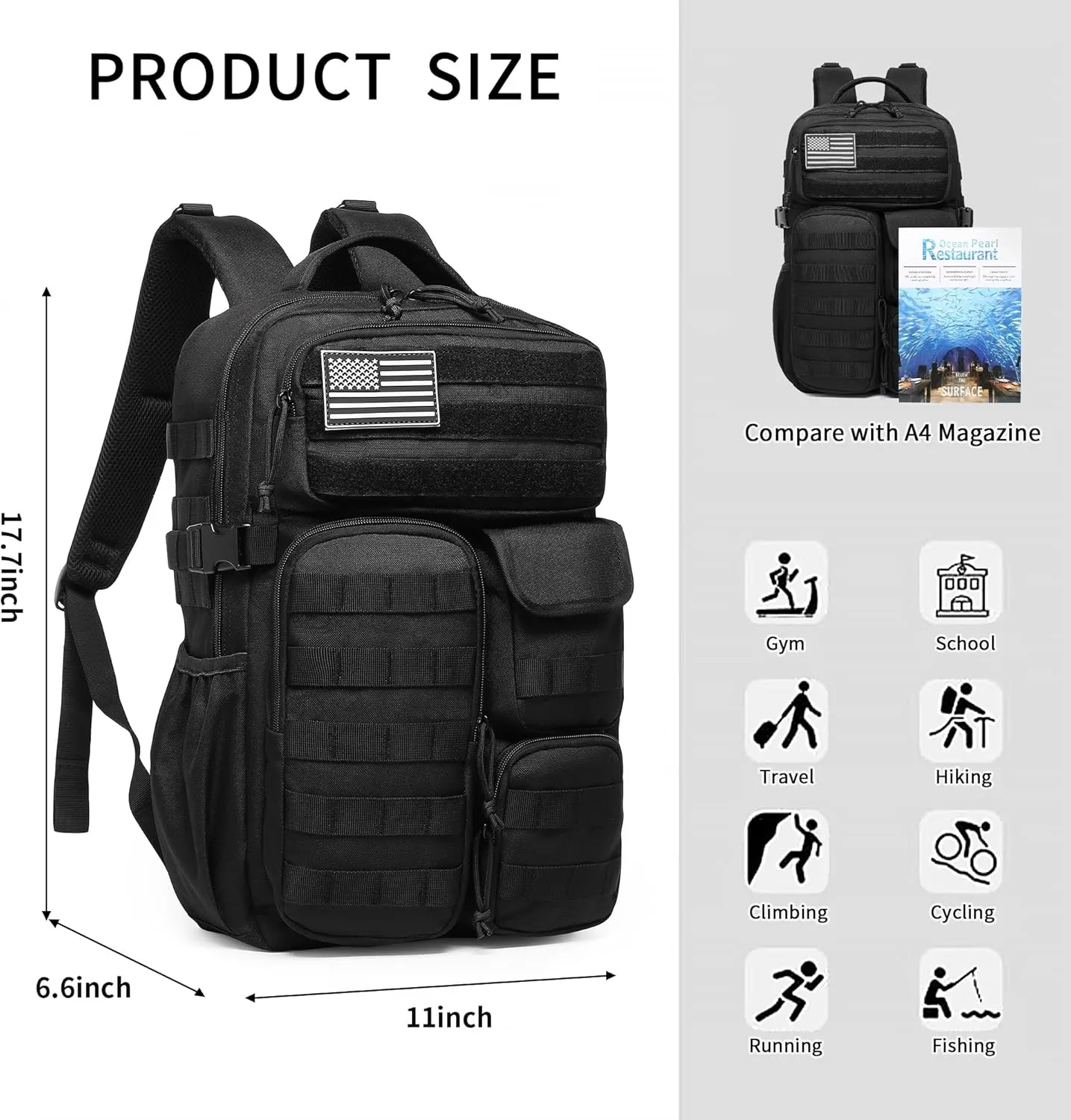 Wotony Tactical Backpack - Military waterproof backpack with multiple pockets and tactical gear for the outdoors (army green, 25L)