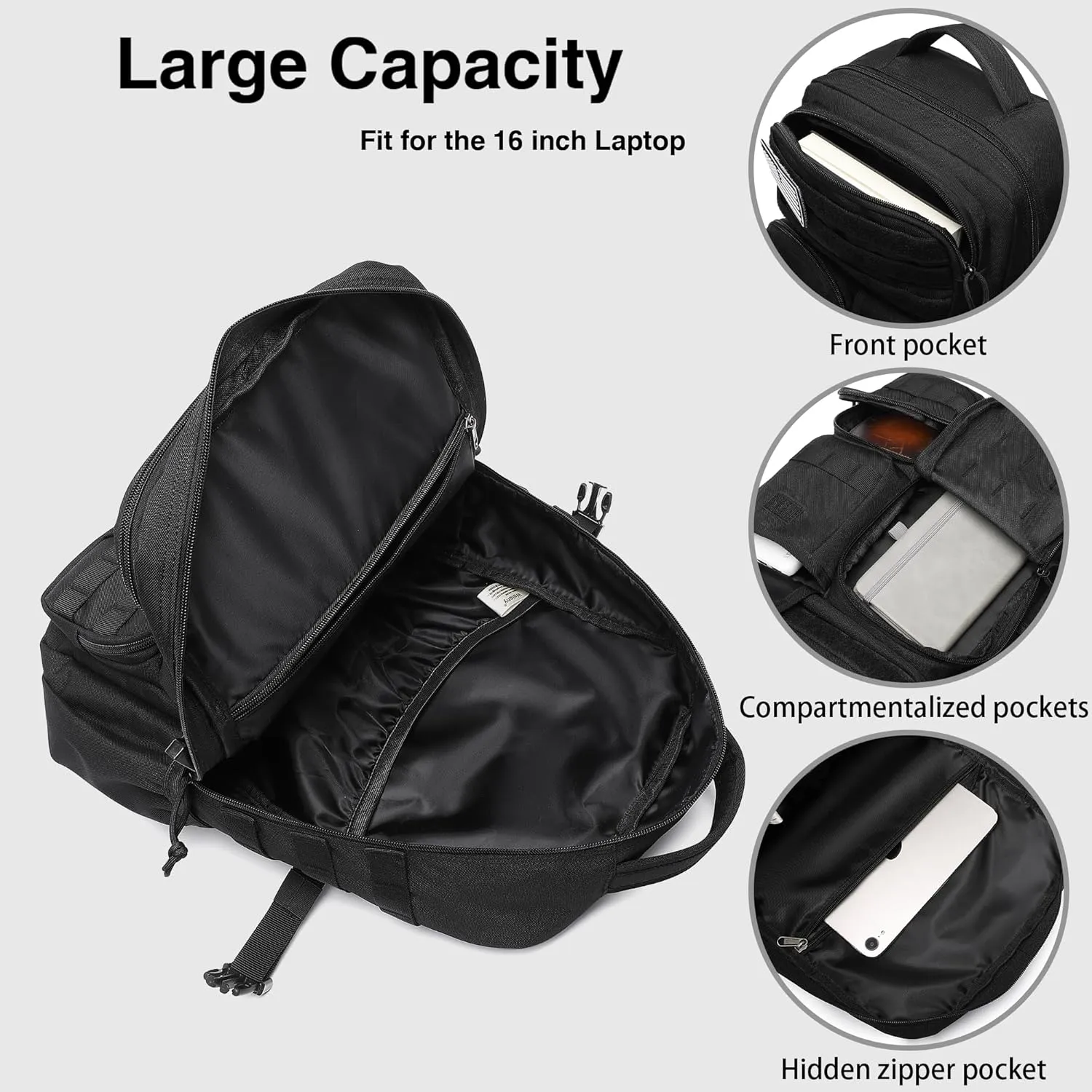 Wotony Tactical Backpack - Military waterproof backpack with multiple pockets and tactical gear for the outdoors (army green, 25L)