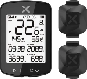 XOSS G  Gen2 GPS Bike Computer with Vortex 2pcs ANT / Bluetooth IPX7 Waterproof Cycling Computer Rechargeable Bicycle Speedometer Odometer with 2.2 inch LCD Screen, 28 hrs Long Battery Life