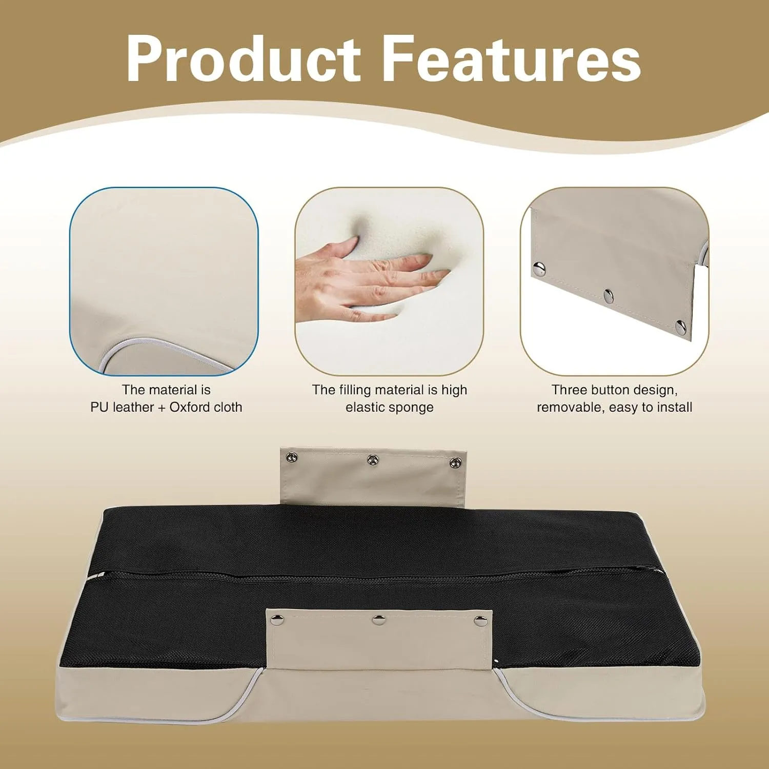 YETI Seat Cushion for Coolers (Snap-on Fitting), Made of PU Leather, Waterproof and UV-Resistant