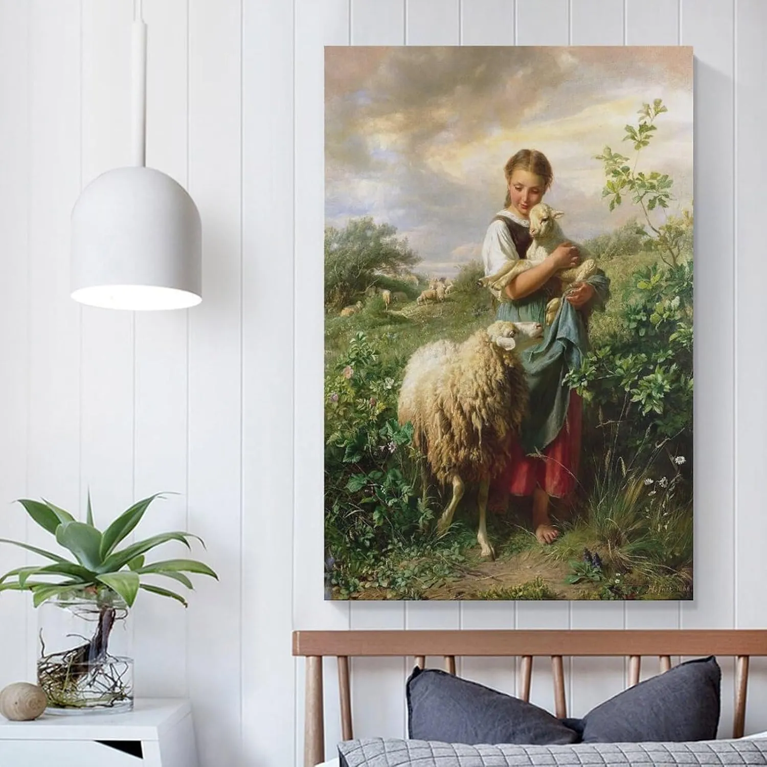 YJIIOXXZ Johann Baptist Hofner The Little Shepherdess Painting Poster Canvas Wall Art Posters For Room Aesthetic And Decor Pictures For Living Room Bedroom Decor 16x24inch(40x60cm)