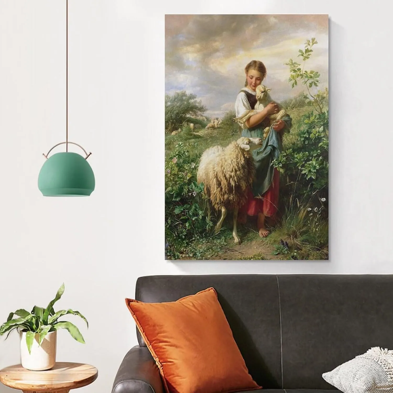 YJIIOXXZ Johann Baptist Hofner The Little Shepherdess Painting Poster Canvas Wall Art Posters For Room Aesthetic And Decor Pictures For Living Room Bedroom Decor 16x24inch(40x60cm)