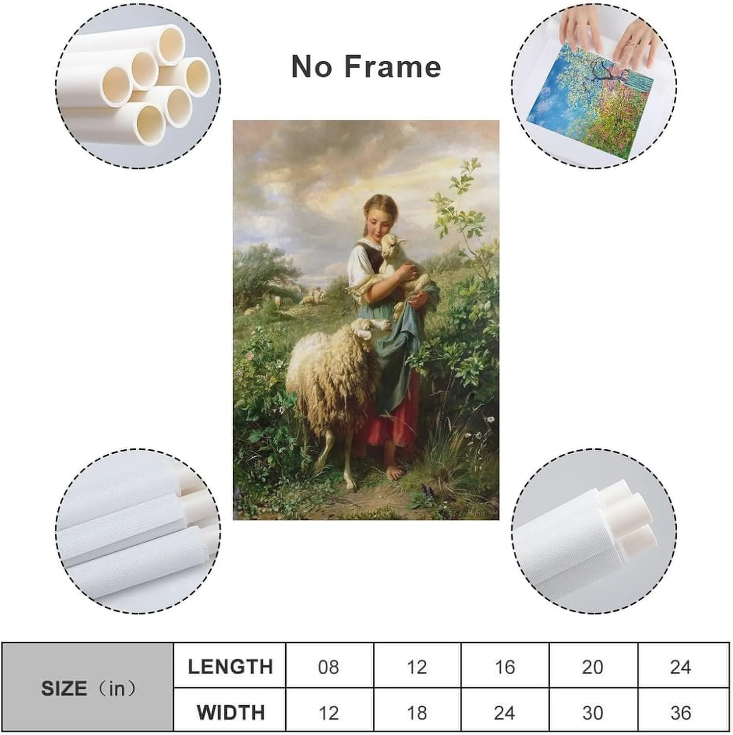 YJIIOXXZ Johann Baptist Hofner The Little Shepherdess Painting Poster Canvas Wall Art Posters For Room Aesthetic And Decor Pictures For Living Room Bedroom Decor 16x24inch(40x60cm)