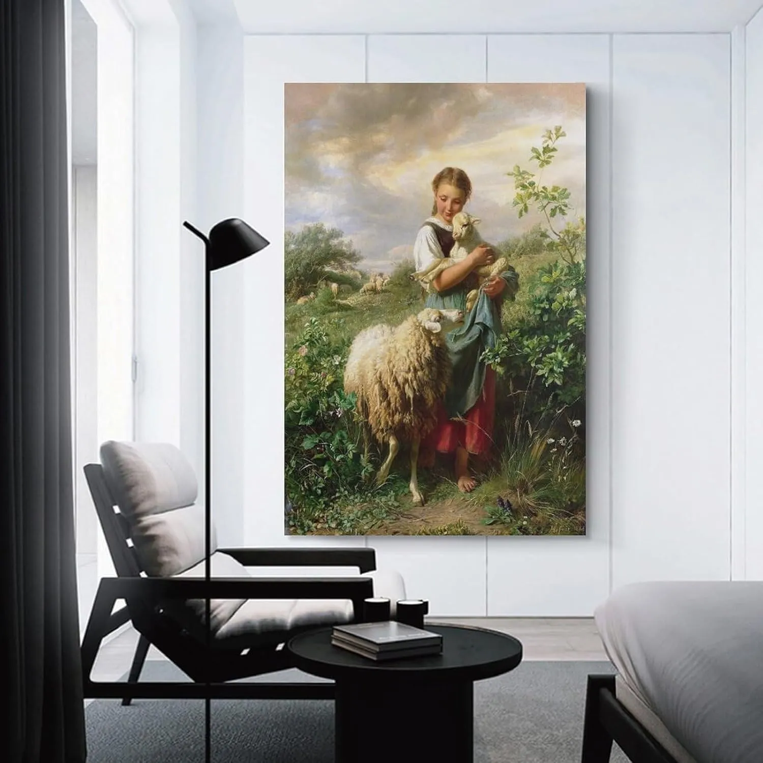 YJIIOXXZ Johann Baptist Hofner The Little Shepherdess Painting Poster Canvas Wall Art Posters For Room Aesthetic And Decor Pictures For Living Room Bedroom Decor 16x24inch(40x60cm)