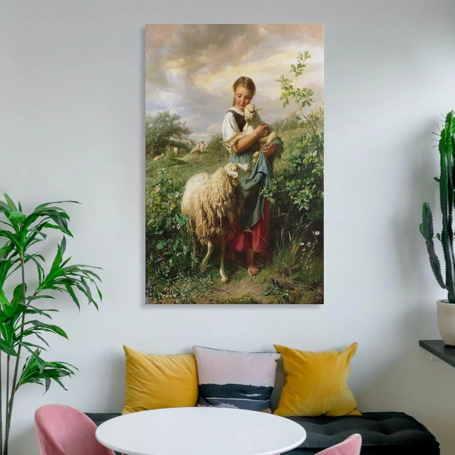 YJIIOXXZ Johann Baptist Hofner The Little Shepherdess Painting Poster Canvas Wall Art Posters For Room Aesthetic And Decor Pictures For Living Room Bedroom Decor 16x24inch(40x60cm)