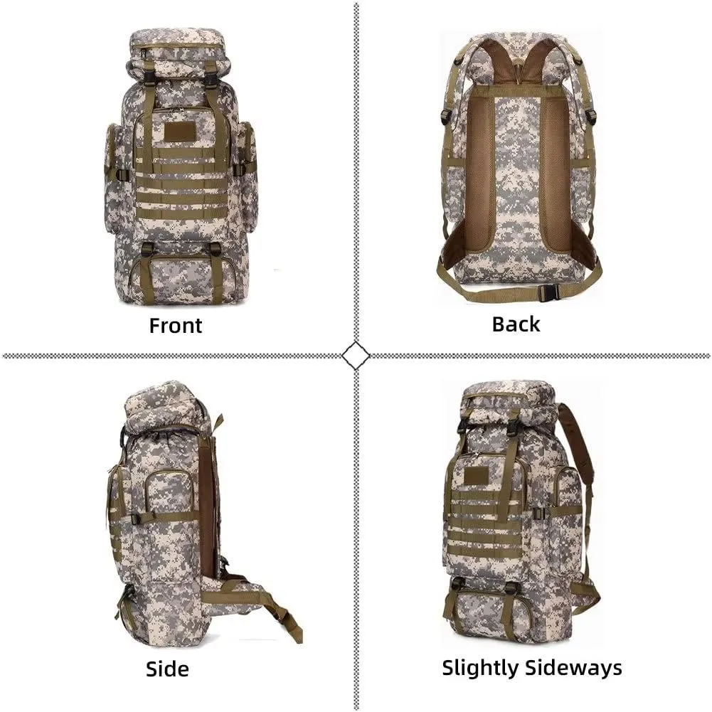 Yohora Backpack for Men 70L Hiking Daypack Waterproof Travel Backpack Outdoor Assault Pack Lightweight Molle Bag