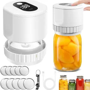 Yuehuam Mason Jar Vacuum Sealer, Cordless Electric Mason Jar Vacuum Sealer Kit for Wide and Regular Mouth Mason Jars, Vacuum Sealing Machine Kit for Food, White, 3052398/120006AM47USMNH