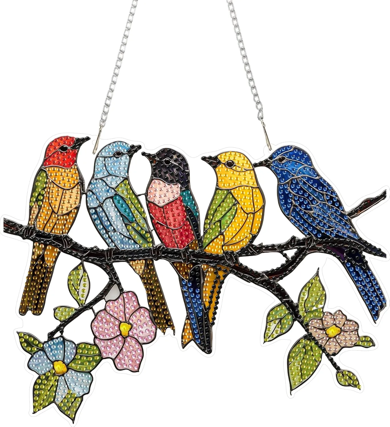 Yunzlly DIY Hanging Diamond Art Pendant Kit Bird, Special Crystal Double Sided Diamonds Painting Ornament Kit for Adults, Acrylic Gem Painting Board for Window Decor