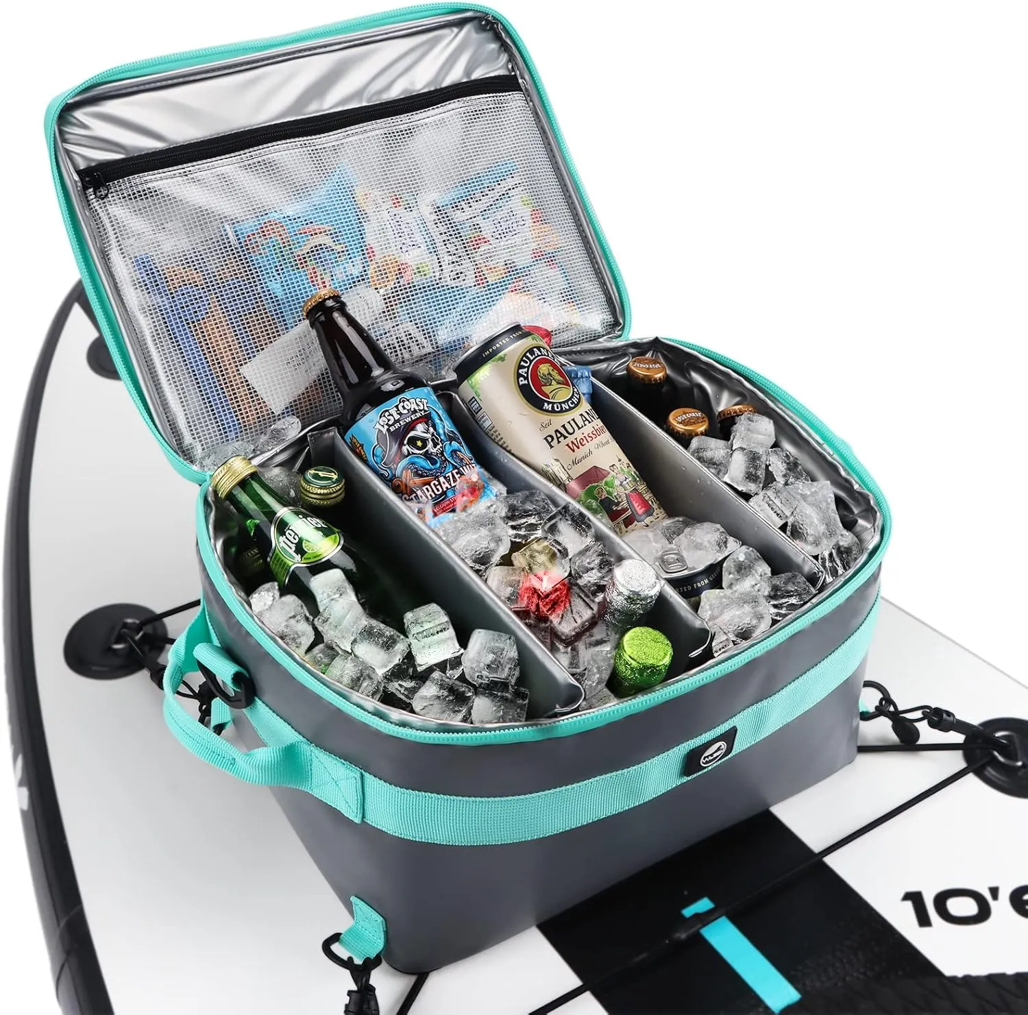 YVLEEN Waterproof Paddle Board Cooler, SUP Cooler Durable PVC Material Paddle Board Deck Bag with Mesh Top Pocket, Adjustable Straps, Super Capacity for Stand-Up Paddleboard and Kayak Accessories