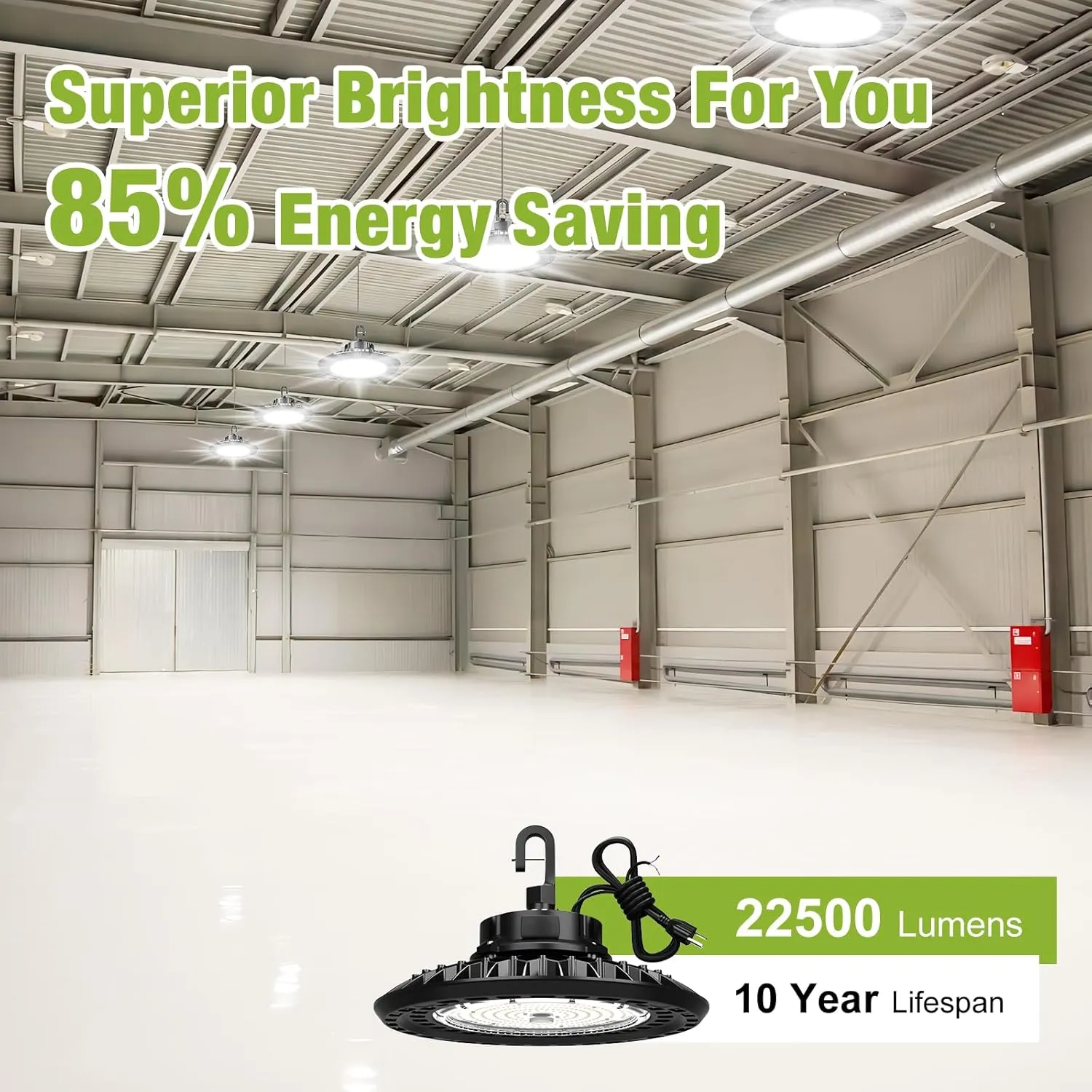 YXL 150W 6 Pack UFO LED Shop High Bay Lights, 22,500LM 5000K, 0-10V Dimmable, US Plug 5' Cable, 100-277V Warehouse Lighting, UL Listed