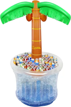 Zcaukya Inflatable Palm Tree Cooler, 60" Blow Up Palm Tree Cooler for Tropical Party Decorations, Hawaiian Party Supplies Pool Decorations
