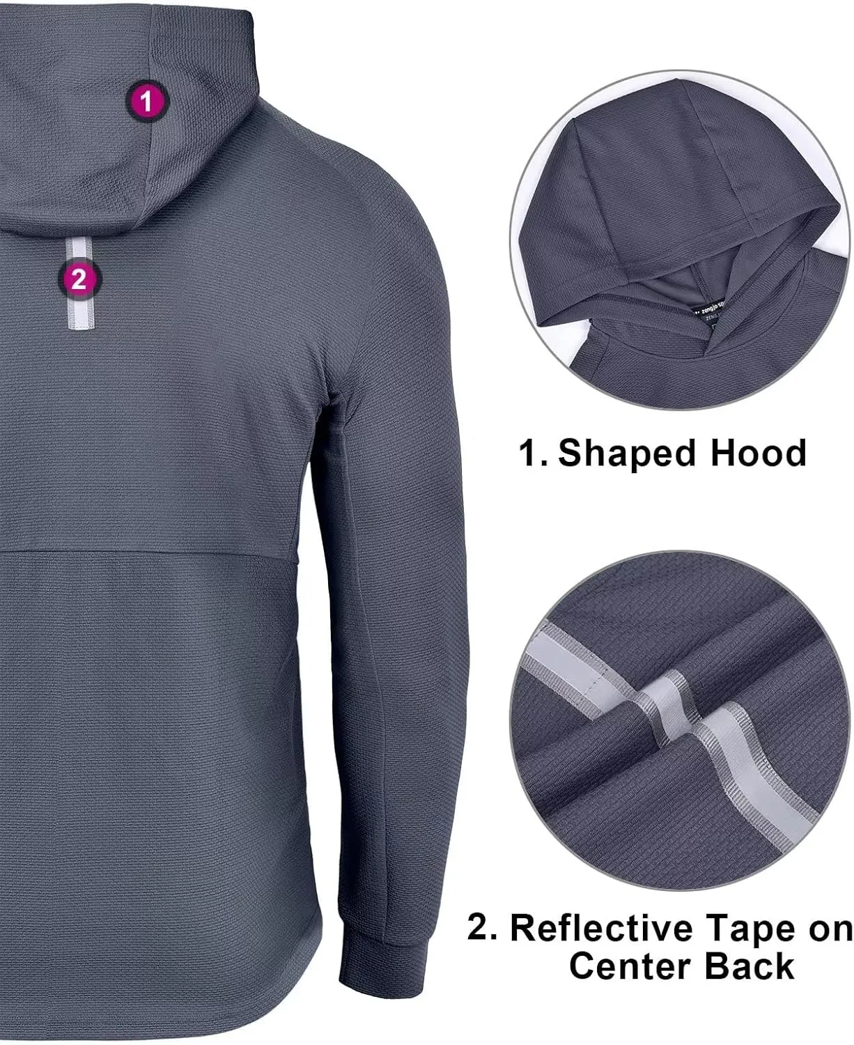 Zengjo Mens Pullover Hoodie Athletic Lightweight Hooded Workout Sweatshirt Moisture Wicking