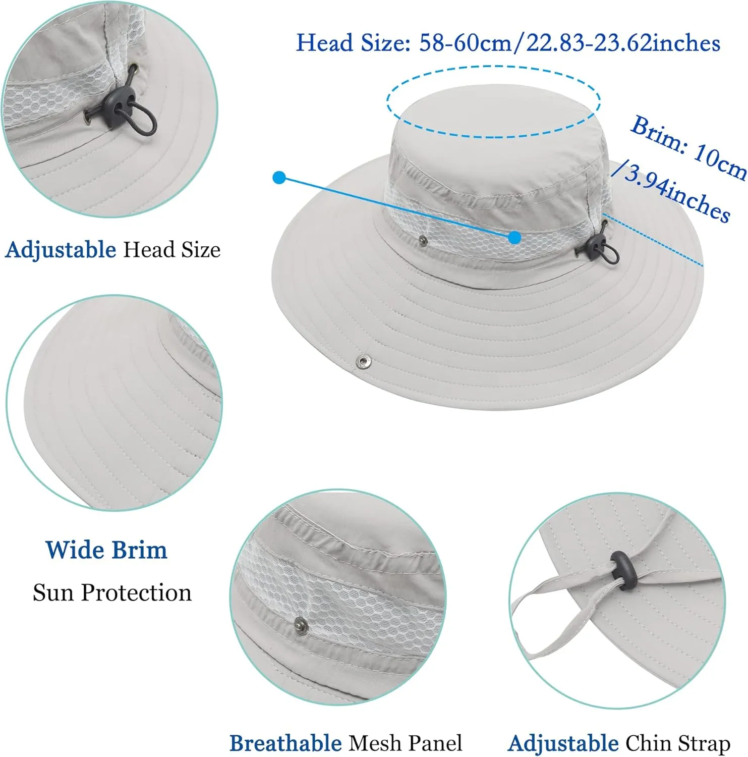 ZLYC Mens Waterproof Camo Sun Hat Wide Brim Packable Outdoor Mesh Fishing Bucket Hats