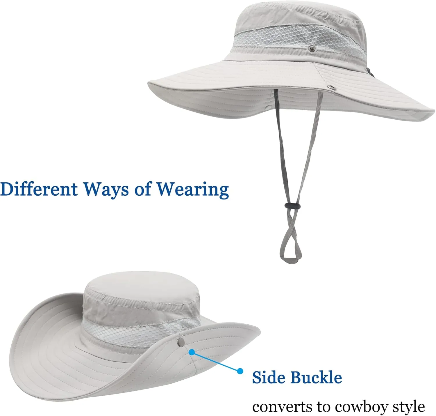 ZLYC Mens Waterproof Camo Sun Hat Wide Brim Packable Outdoor Mesh Fishing Bucket Hats