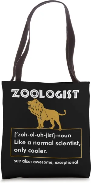Zoologist Definition With Lion Image - Zoology Zookeeper Tote Bag