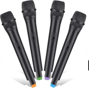 Zubebe 4 Pcs Fake Microphone Prop Bulk Pretend Fake Microphone Mic Play Plastic Mics Microphone for Cosplay Party Supplies