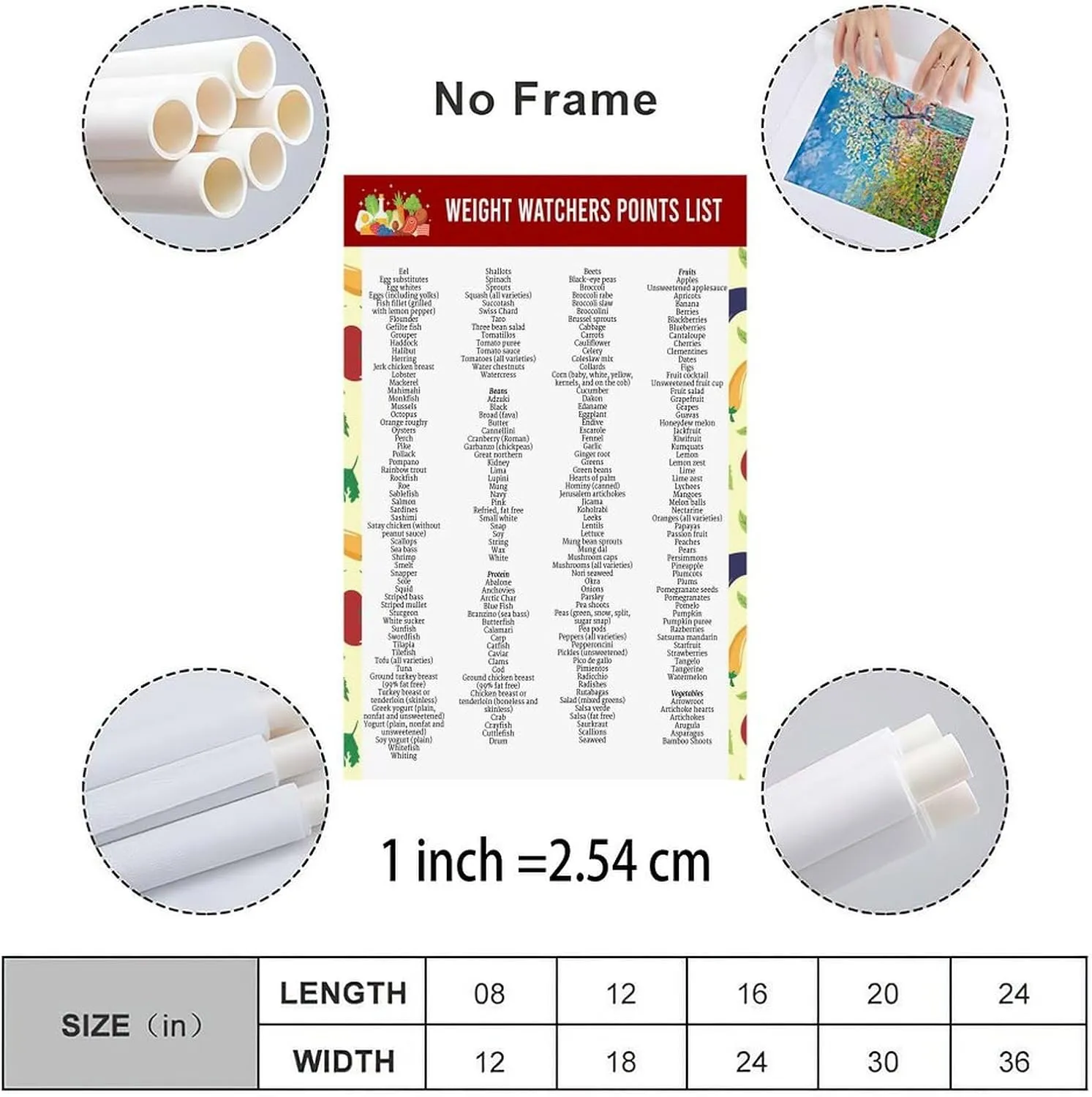 ZUCKOP Weight Watchers Zero Points Food List Poster Weight Watchers Points List Foods Chart Poster (3) Canvas Painting Posters And Prints Wall Art for Living Room Bedroom Decor 08x12inch(20x30cm)
